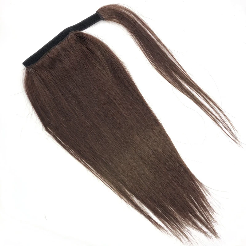 Chocolate Brown Ponytail Human Hair Wrap Around Body Wave Ponytail Extension Remy Light Brown Ponytails Clip in Hair Extensions