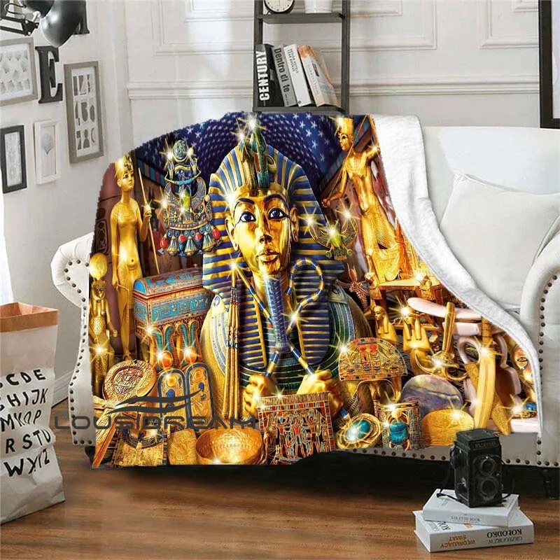 Vintage Ancient Egyptian Pharaoh Mysterious Divination Blanket Printed Flannel Sofa Sheets Office Resting Plush Sheet Blankets