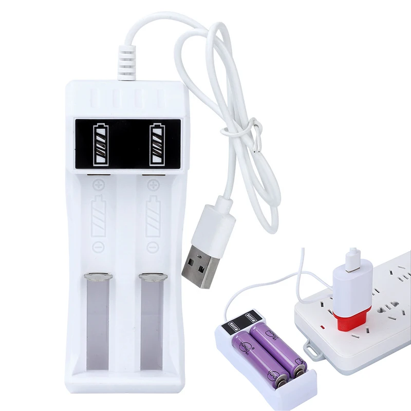 

14500 /18650 Battery Charger Universal 2 Slot Li-ion Battery USB Charger Smart led Chargering for Rechargeable Batteries