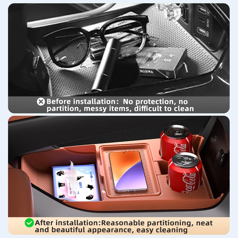 Фото Для Geely Galaxy E5 EX5 2024 2025 ящик для хранения центральный подлокотник скрытый ящик подстаканник органайзер аксессуары для интерьера №3