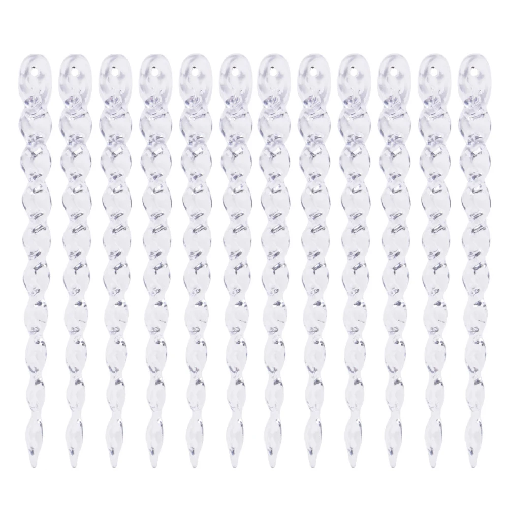 

12 шт. Прозрачные пластиковые подвесные украшения в форме сосулек для новогодней елки