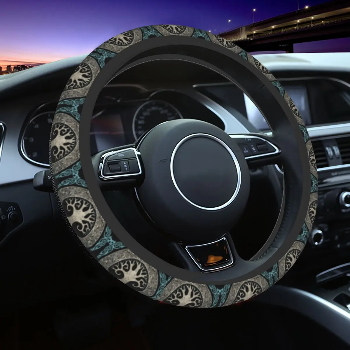 

Viking Car Steering Wheel Cover Yggdrasil Norse Mythology Steering Wheel Protective Cover Auto Decoration Interior Accessories