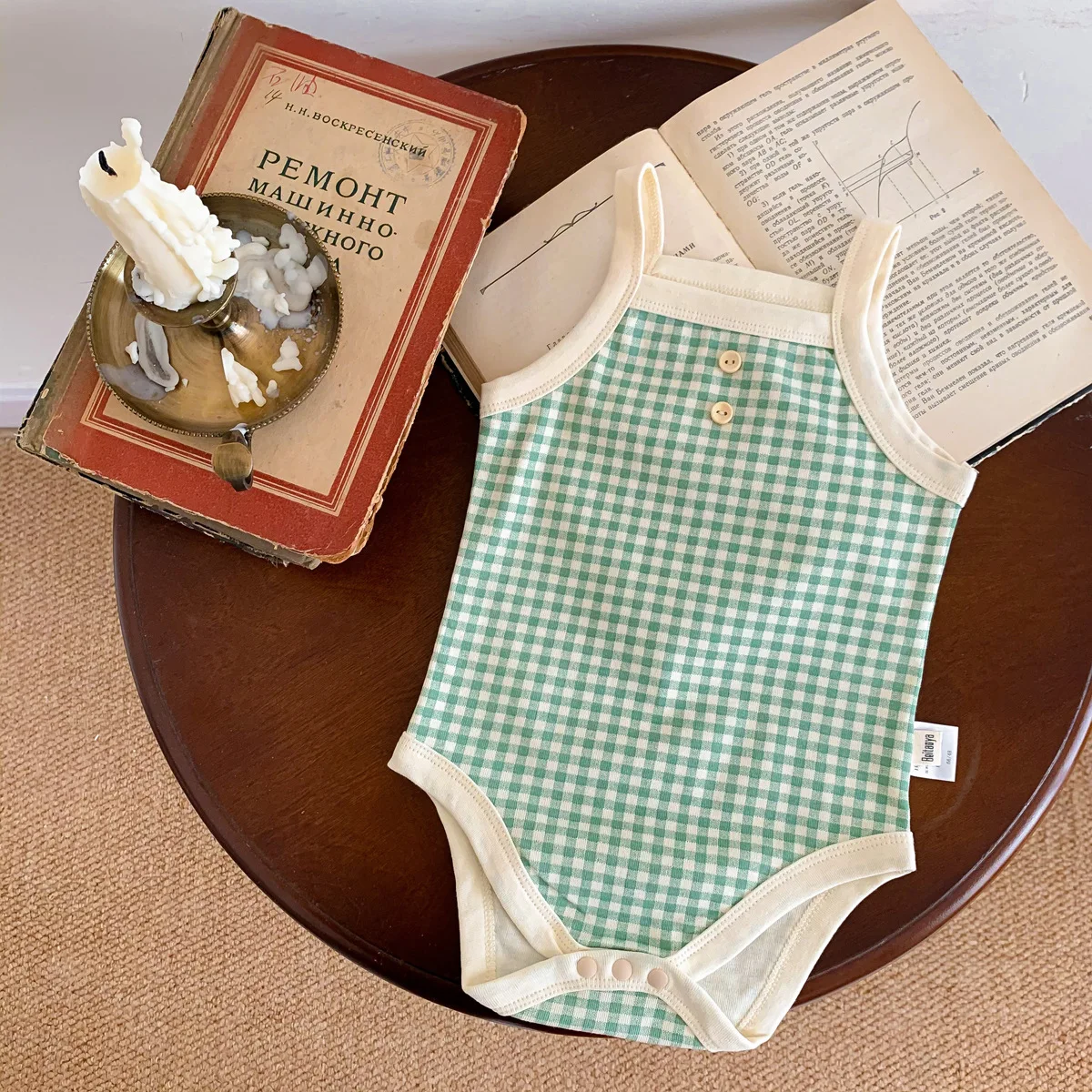 2023 Summer Newborn Baby Costume Girl Infant Cotton Sling Bodysuit Triangle Creeper Bodysuit, Boys' Vest Classic Plaid Bodysuit images - 6