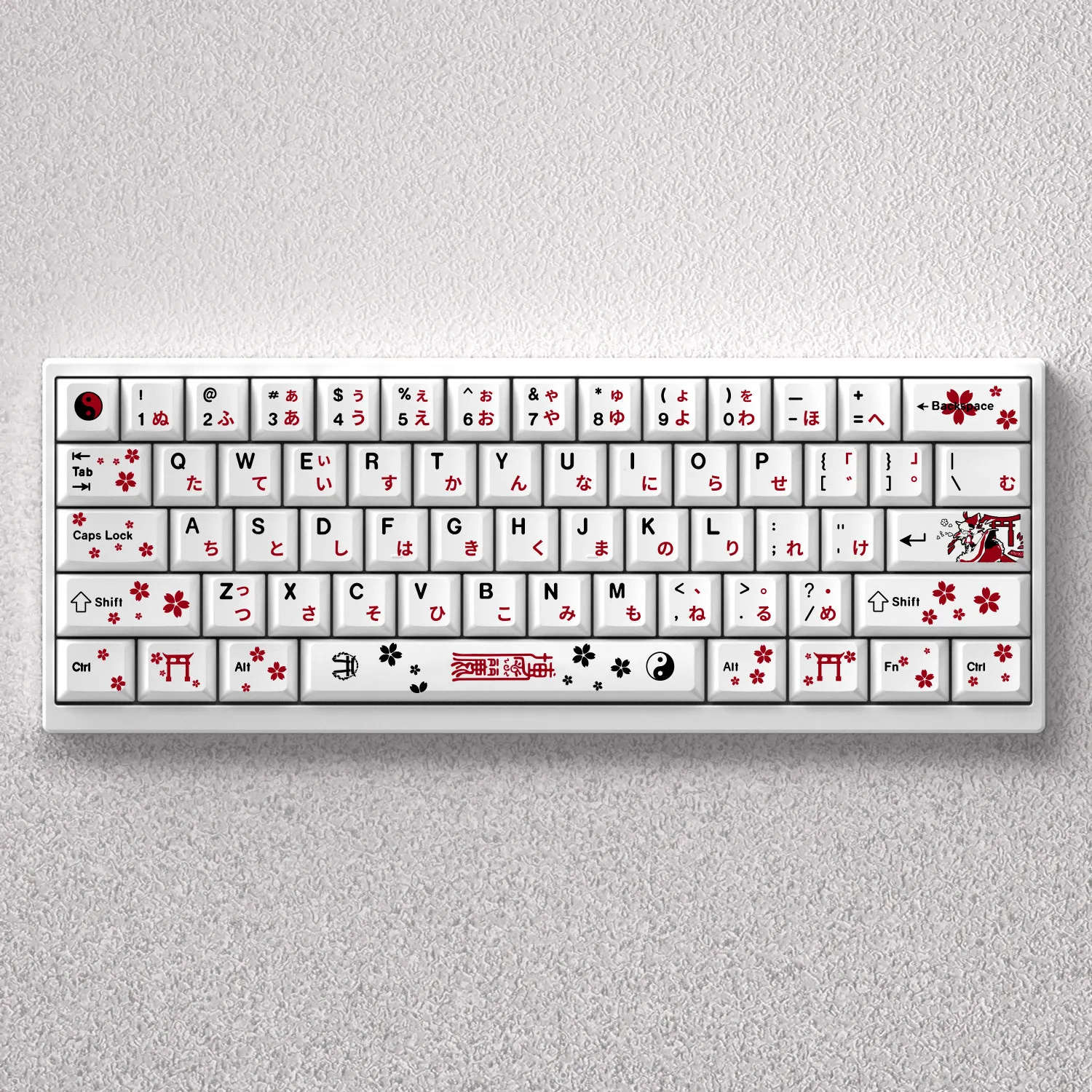 Фото Колпачки для клавиш Hakurei Reimu PBT с сублимационной печатью, Cherry, Touhou Project, аниме, 73/97 клавиш, белые, для механических клавиатур AULA F75, Ajazz №1