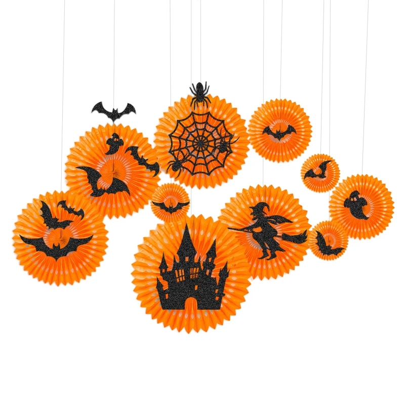 

Новый бумажный веер для Хэллоуина, набор цветов для творческих бумажных подвесок, аксессуары для рукоделия, декор для детского дня рождения...