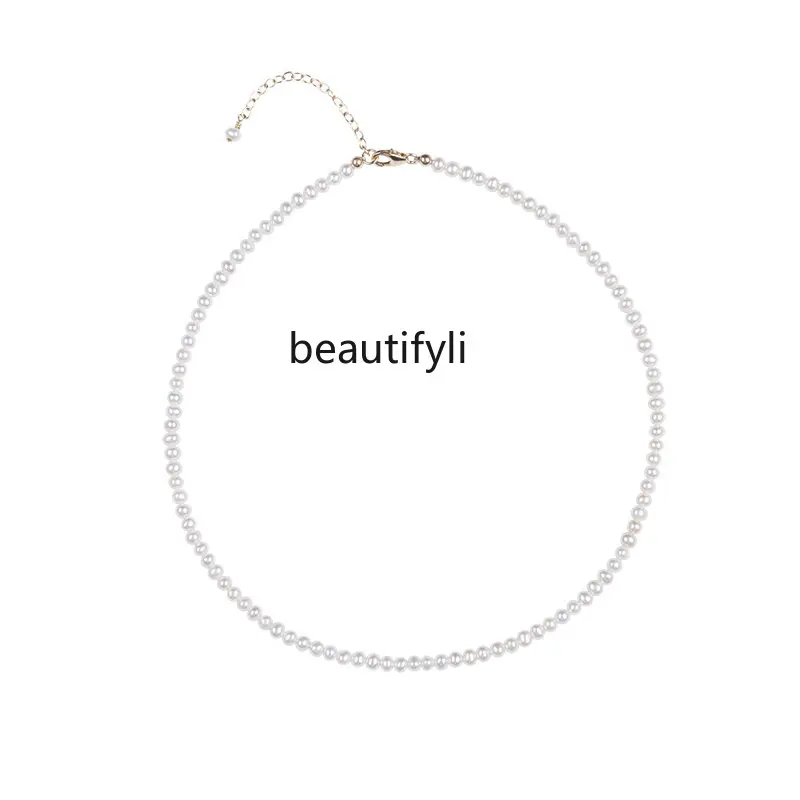 

yj High Quality Natural Freshwater Pearl Strong Light Very Fine Clavicle Chain Necklace 14K