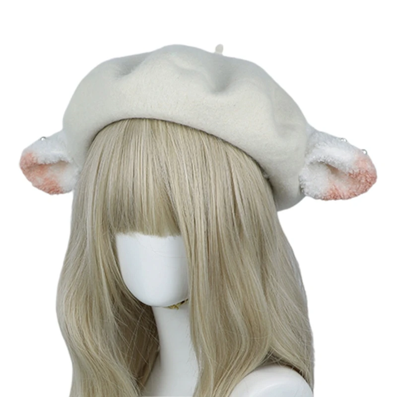 

Classy Lamb Ears Beret Octagonal Hat Painter Hat Wild for Street Shooting