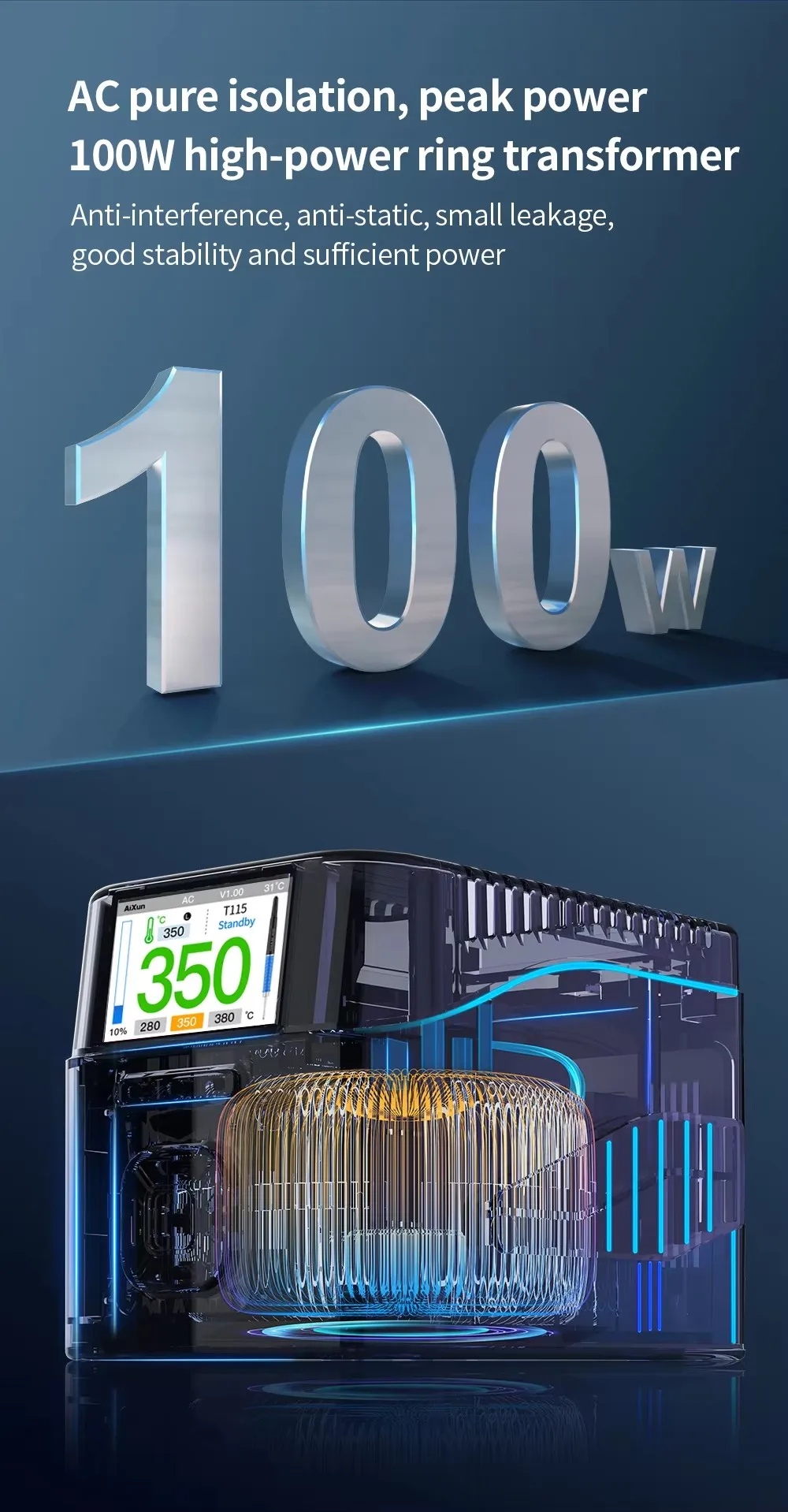 Фото Паяльная станция AIXUN T405-115 с ручкой T115/наконечником для паяльника для ремонта мобильных телефонов, системных микросхем и BGA №1