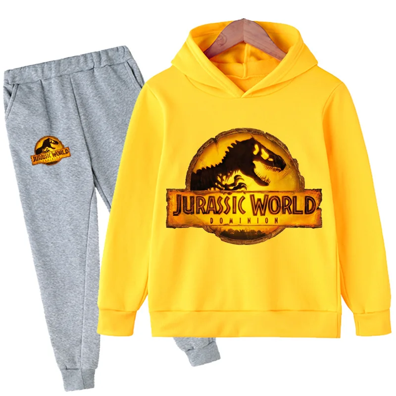 

Boys Girls Jurassic World Dominion Sets Summer Leisure Sport Hoodies + Long Pants 2Pcs/Outfits Kids Cartoon Casual Costumes Suit