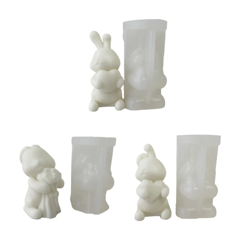 

R3MC 3D Silicone Mold Gypsum Mold Bunny Epoxy Resin Casting Mold for DIY Soap Making Home Decor