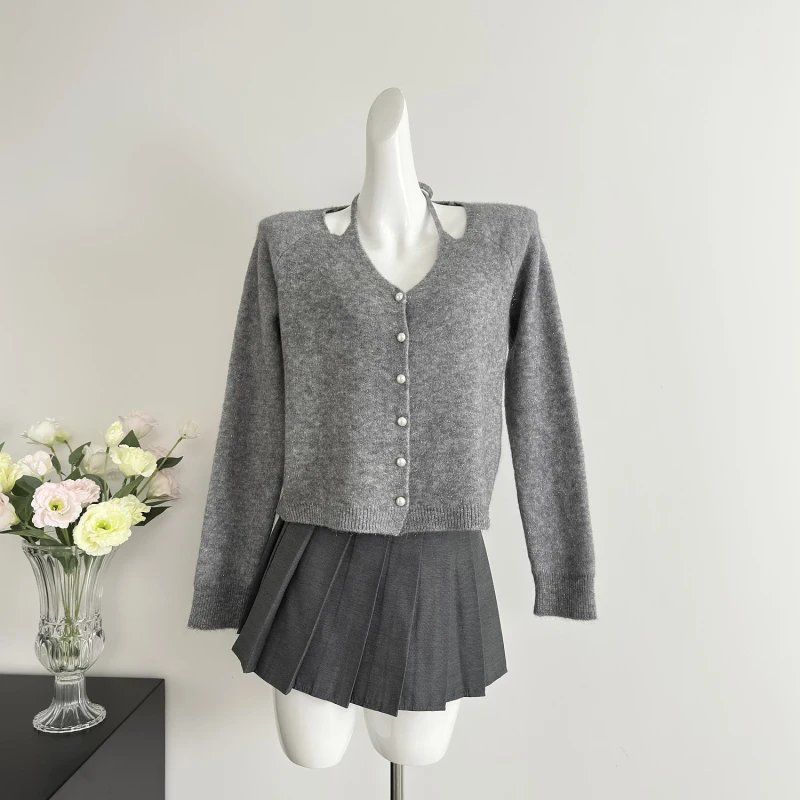 Женский трикотажный кардиган Bomon простой Однотонный свитер с длинным рукавом и