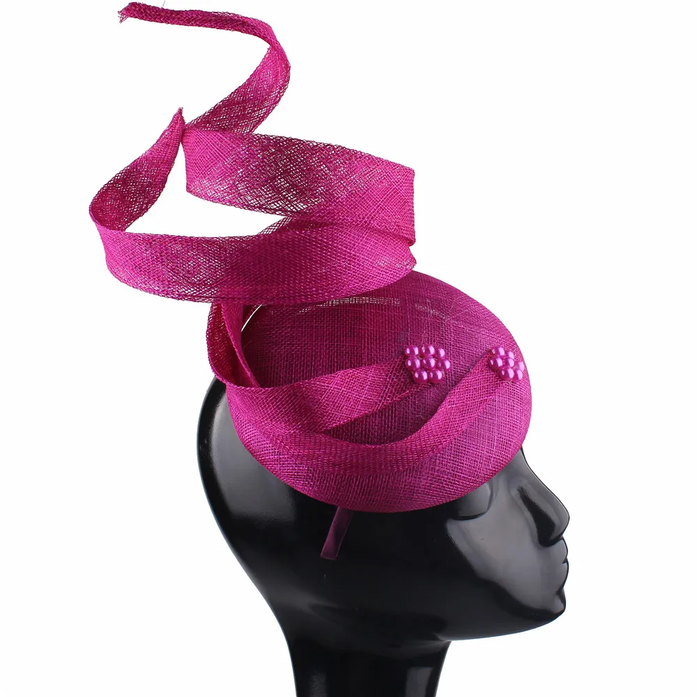 Фото Новые Sinamay Fascinators, женские вечерние чайные повязки на голову, женские свадебные головные уборы для свадьбы, модный случай №5