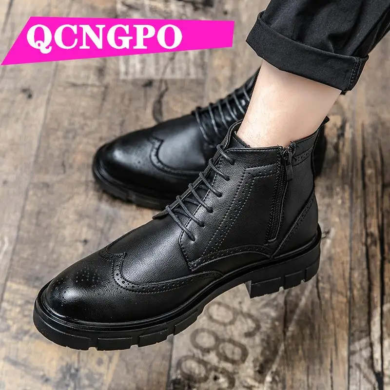 

Laces boots short boots business boots men's winter boots leather boots retro boots ankle boots casual boots Medium Cut