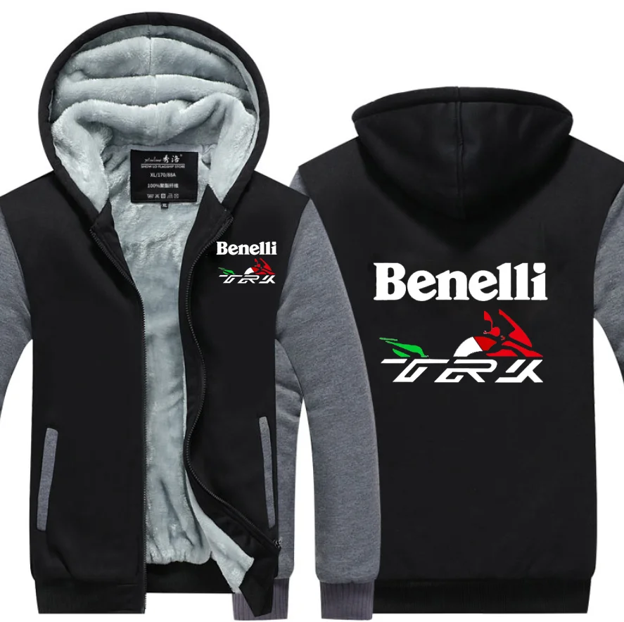 

2022 NEW winter printed BENELLI car logo thickened casual coat men's zipper men's Plush coat