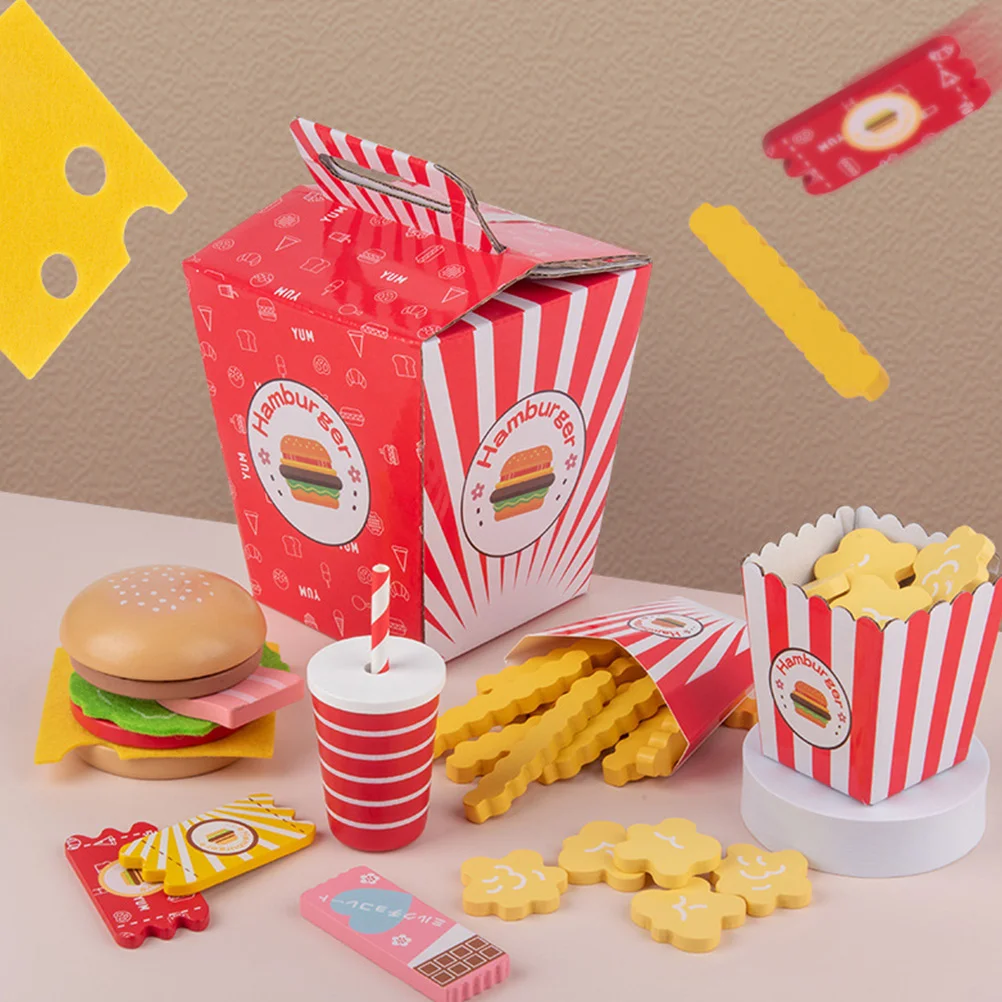 

Hamburger French Fries Combo Simulation Role Play Prop Fast Food Cooking Toy Playing House