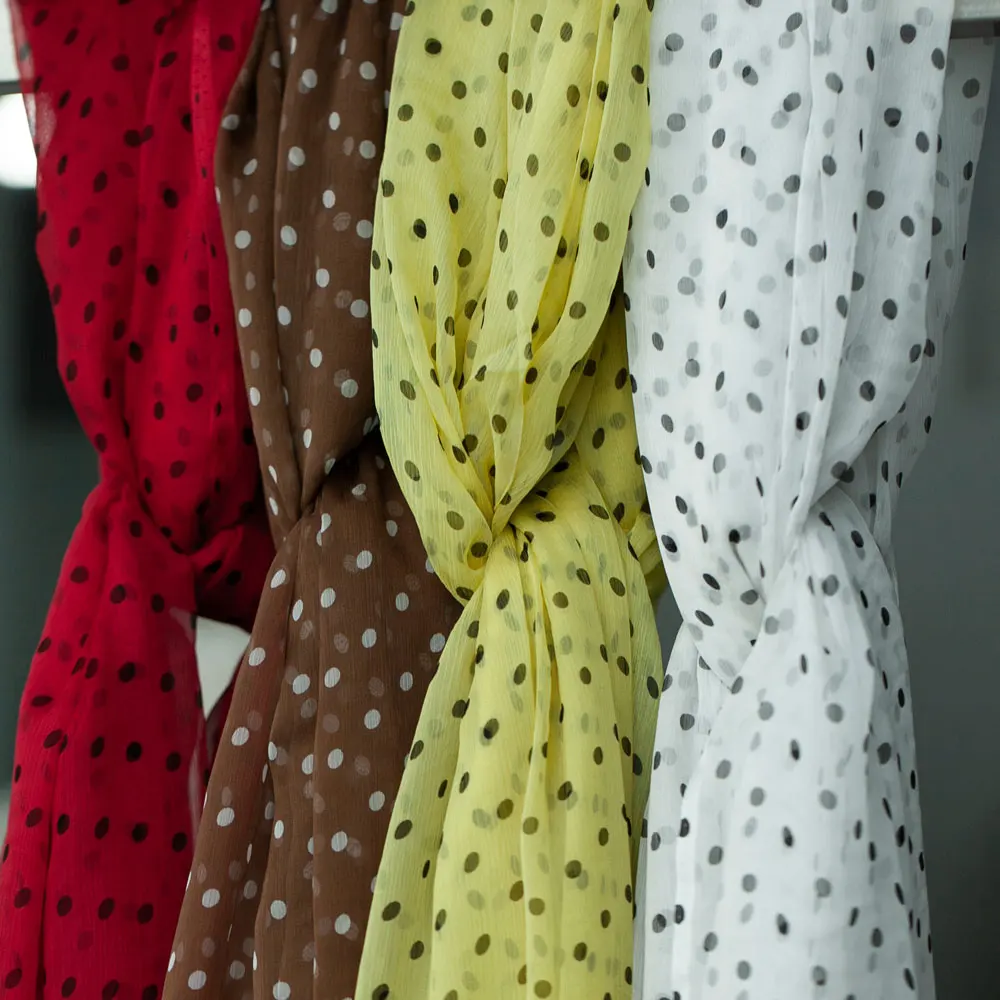 

Ткань из чистого шелка с принтом в горошек, из креп-жоржета, ширина 54 дюйма, шитье для платья, шарфа, юбки, блузки, рукоделие на дворе