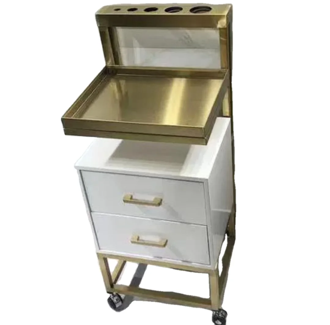 Роскошная тележка для макияжа Hochey салонная мебель из нержавеющей стали Золотая