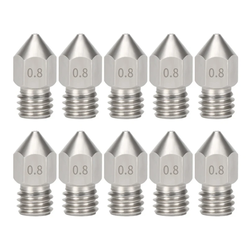 

10 шт., сопла MK8, Резьба M6 для экструдера волокна 1,75 мм, 3D принтер Ender 3 /5, сопла 0,2 0,3 0,4 0,5 0,6 0,8 мм