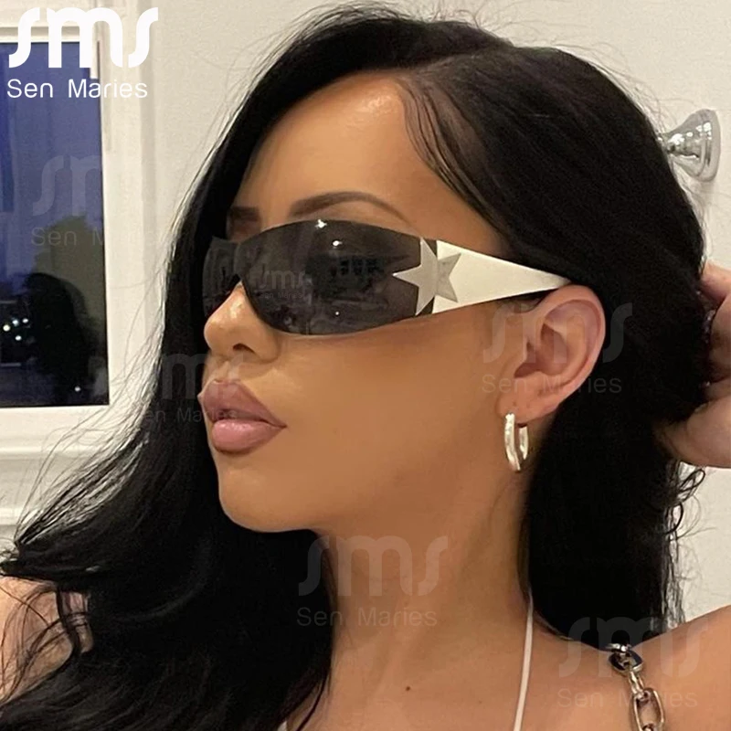 

Luxury Brand Punk Sunglasses Goggle New Women Men 2000's Wrap Around Sun Glasses UV400 Female Sport Shades Eyewear De Sol Oculos