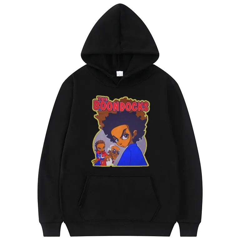 

Толстовка с принтом The Boondocks Huey and футболка с капюшоном с принтом для мужчин и женщин повседневные свободные толстовки большого размера Мужс...