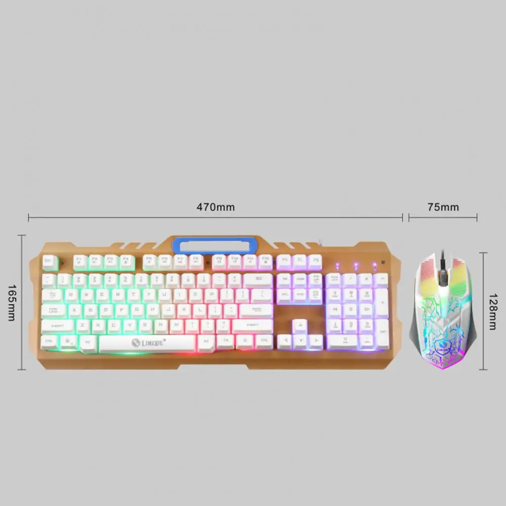 T21 Клавиатура с металлическим механическим набором с проводной RGB-подсветкой и LED-курсорной мышью для игр через USB.