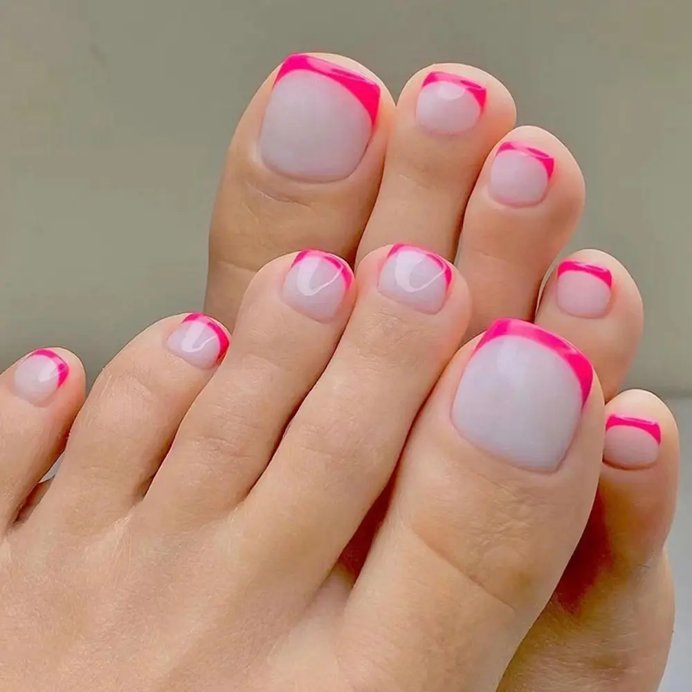 

24pcs/Box Fashion Manicure Tool Detachable Artificial Nail Tips Square Head Toes False Nails Flower Fake Nails Wearable