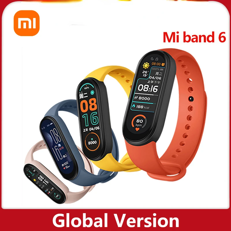 

In Stock Xiaomi Mi Band 6 Global Version 1.56" AMOLED Display Blood Oxygen Fitness Traker 5ATM Waterproof Smart Miband 6 Genuine