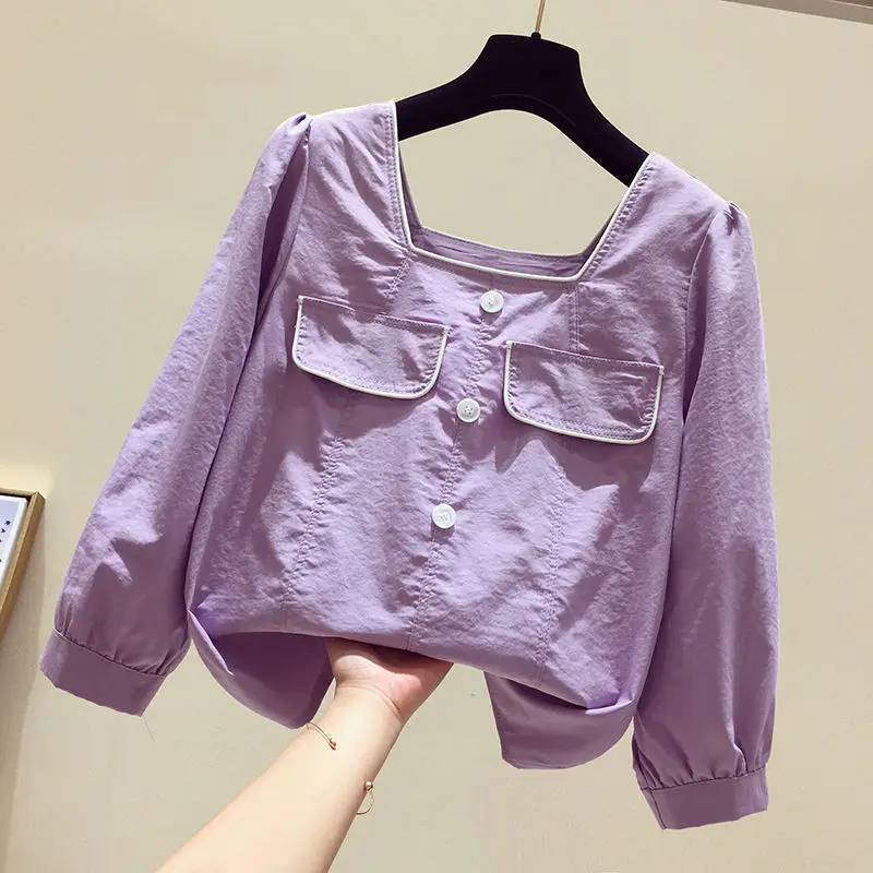 

Женская блузка с квадратным вырезом, белая Свободная блузка из хлопка и льна в Корейском стиле Харадзюку, 2022