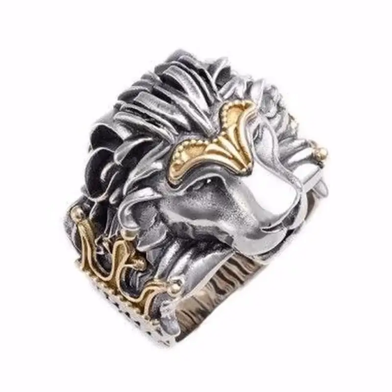 New Animal Shape Two-Color Lion Head Ring for Men's Wild Domineering Personality Trend Fashion Accessories Jewelry |