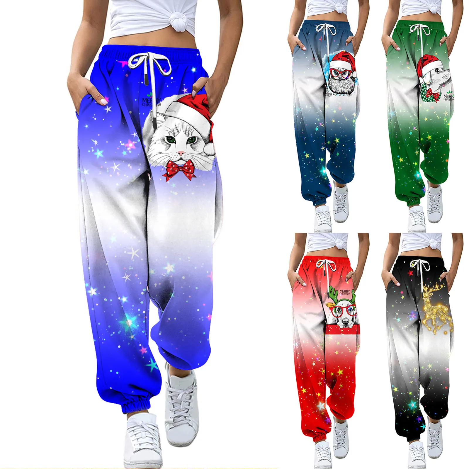 

Women Winter High Pockets Fit Jogger Trousers Athletic Pants Sweatpants Print Pants on Pants for Women Casual