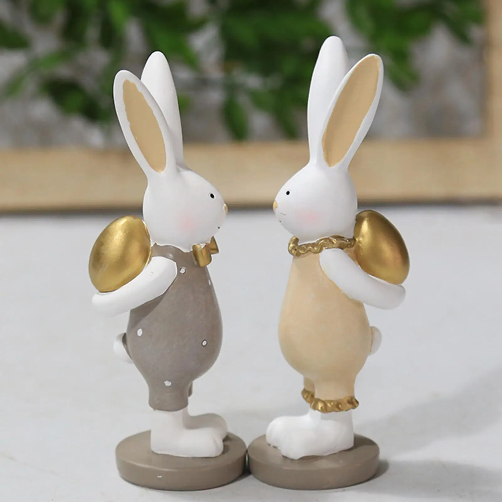 

2Pcs Rabbit Statue Easter Bunny Figurine for Spring Easter Decor Collection