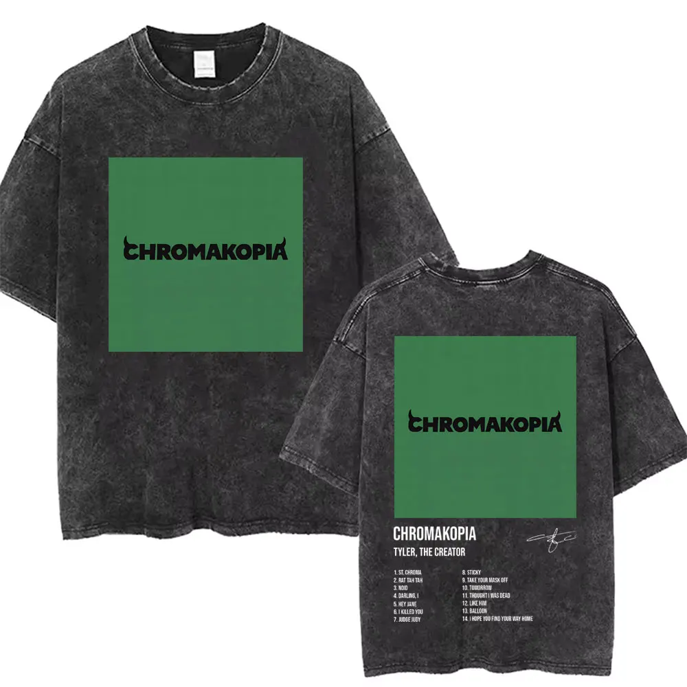 New Tyler The Creator Chromakopia World Tour T-Shirts Unisex Vintage Washed T-shirt Men Hip Hop Oversized Tshirt Cool Streetwear