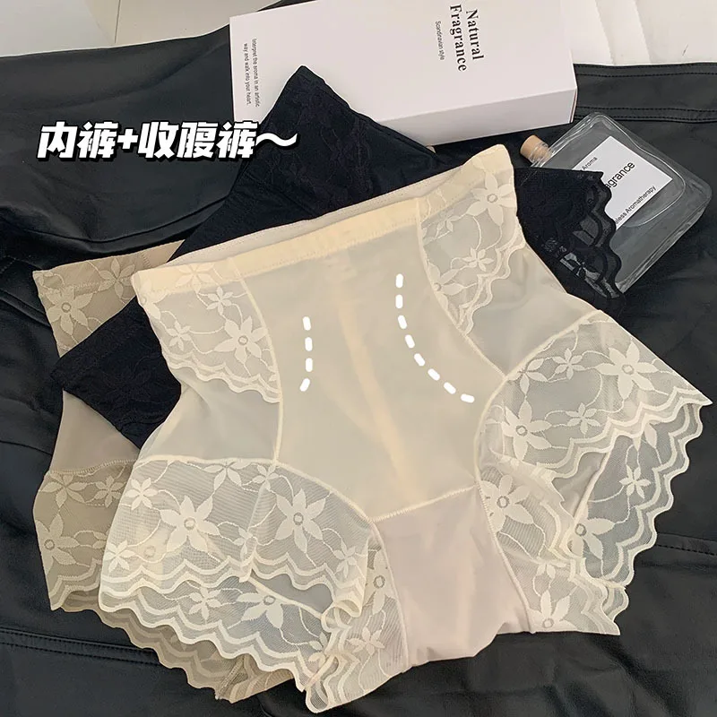 M-XL Women's Underwear Panty Sexy Lace Panties Plus Size High Waist Seamless Briefs Girls' Ice Silk Underpants Female Lingerie