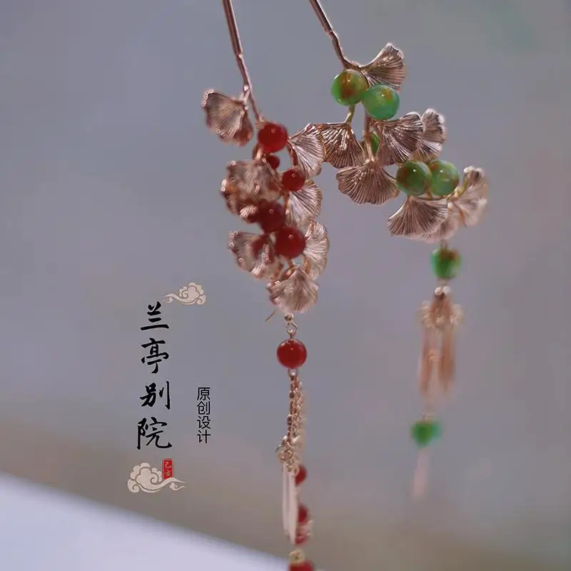 Hanging Green Yellow Original Han Clothing Hair Accessories Two-Color Ginkgo Step Shake Ming System Tang Sle H...
