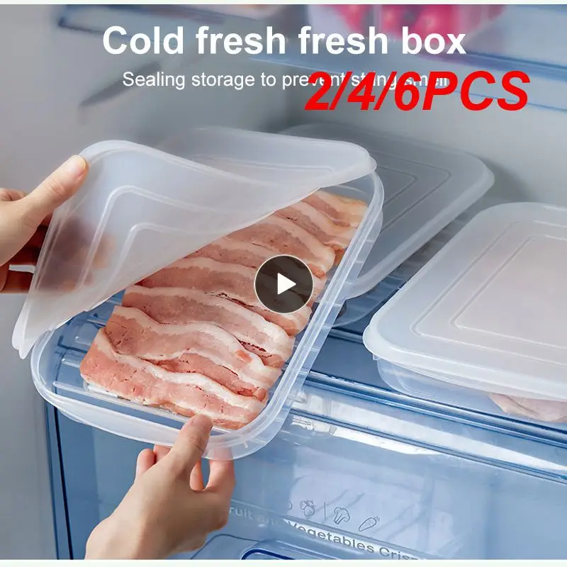 

2/4/6PCS Refrigerator Food Fruit Storage Box Fresh-keeping Portable Preservation Box Transparent Cheese Box Freezer Organizers