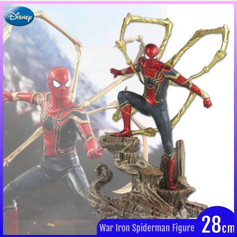 

War Iron Spiderman Figure Peripheral Derivatives Statue Toy PVC Anime Figurine Model Collection Decoration Doll Gift For Boys