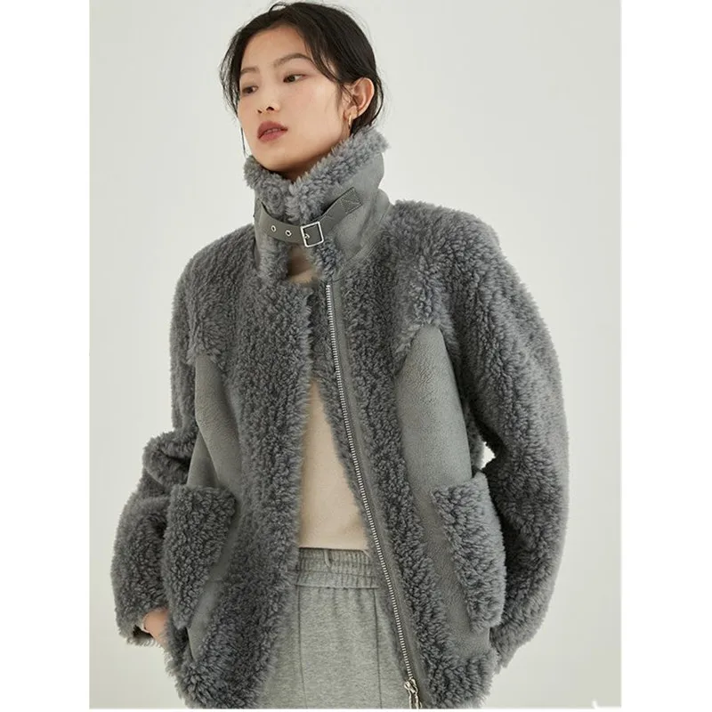 Sheep Sheared Coat Women's Autumn And Winter Short Fur Coat Small Stand Collar Lamb Wool Granular Fur Coat Thick Loose Tops