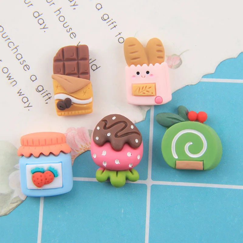 

10Pcs New Fake Foods Flat Back Resin Cabochon Scrapbook Kawaii DIY Embellishments Charm Decorate Accessories Dessert Cookies