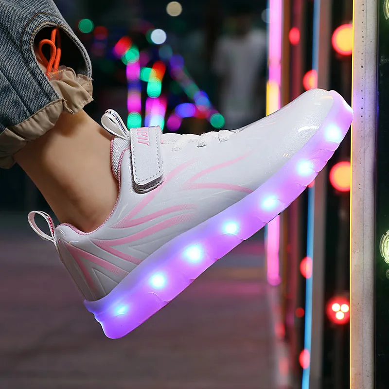

Size 26-35 Luminous USB Charged Shoes for Children Boys Girls Glowing Sport Sneakers with LED Lights Kids Anti-slip Lighted Shoe