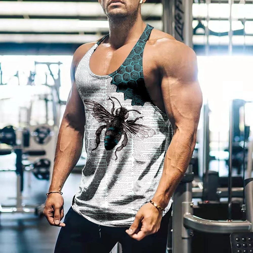 

Новинка лета 2022, мужской жилет хорошего качества, футболка с 3D принтом для бега и фитнеса, Спортивная облегающая футболка с 3D рисунком, топы ...