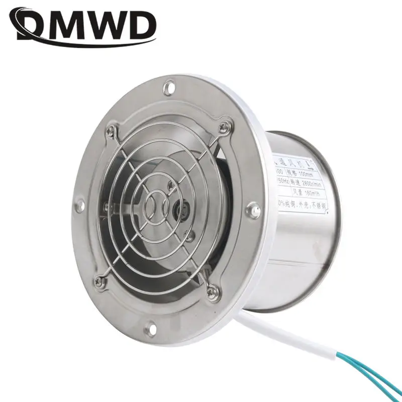 DMWD 4 inch Exhaust Fan Bathroom Pure copper motor Extractor Ventilation 4" Kitchen Toilet Wall Ventilator Inline Pipe Duct Fan