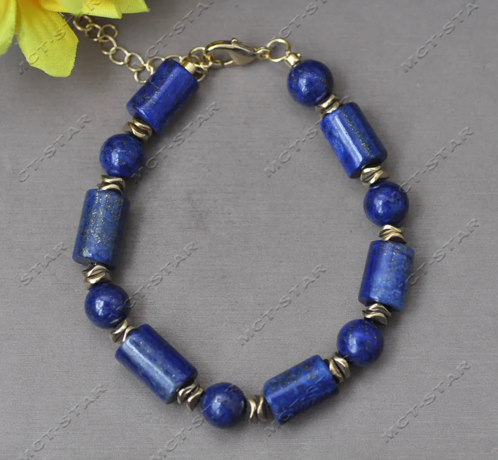 Z13457 оптовая продажа 5 шт. 10 '✕ мм Синий Круглый цилиндрический браслет из