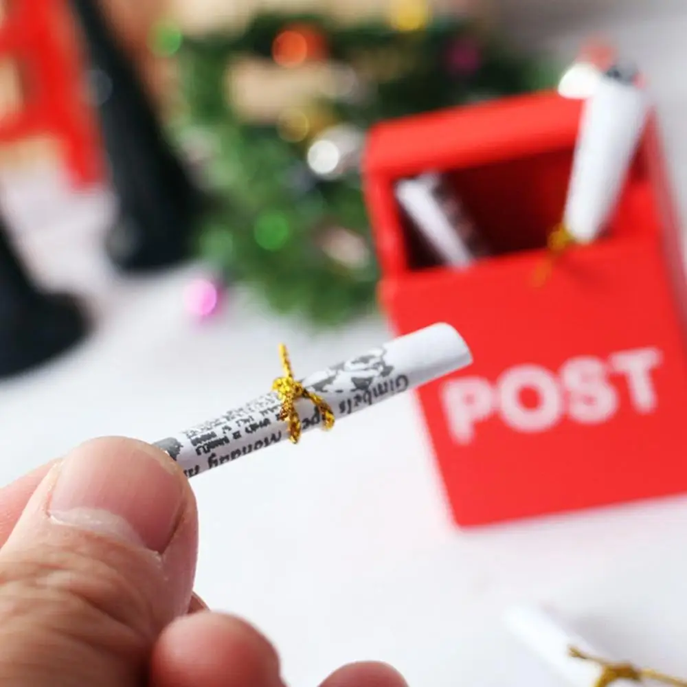 Ретро 1/12 газета детская игрушка красная миниатюрная почтовая коробка аксессуары