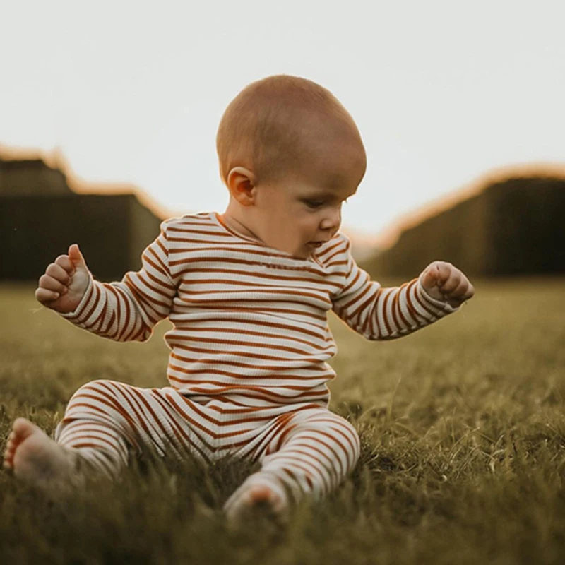 

Baby Clothing Set Toddler Girl Cotton Bodysuit Pants Casual Infant Suit Stripe Spring Boy Newborn Romper Jumpsuit Kids Pajamas