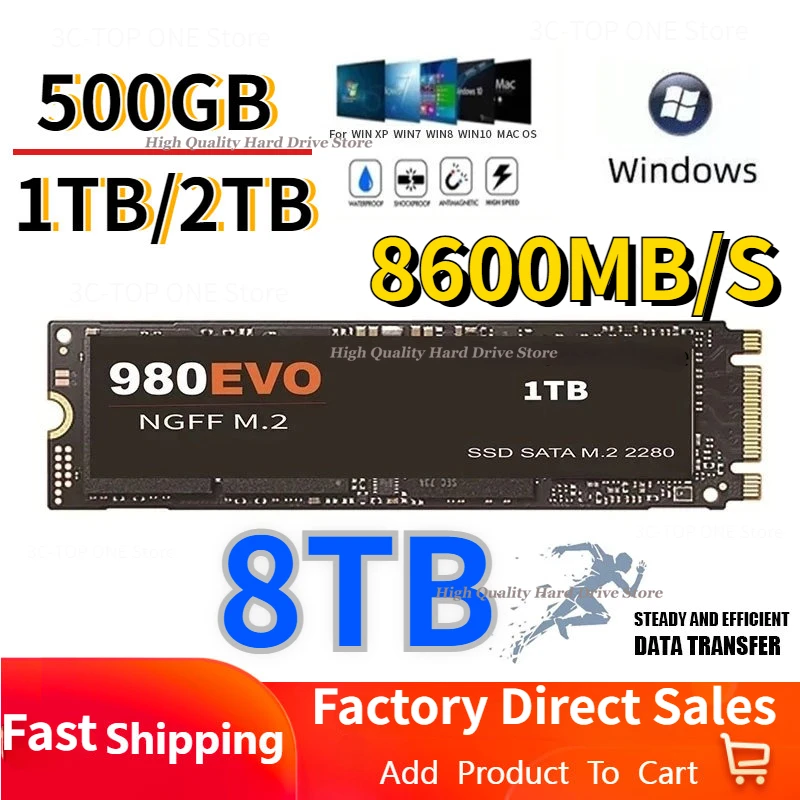 

New 2023 M2 SSD 8TB 4TB 1TB 2TB HDD Hard Drive M.2 SSD Solid State Drive M2 SATA NGFF Internal Hard Disk For Laptop Desktop PC