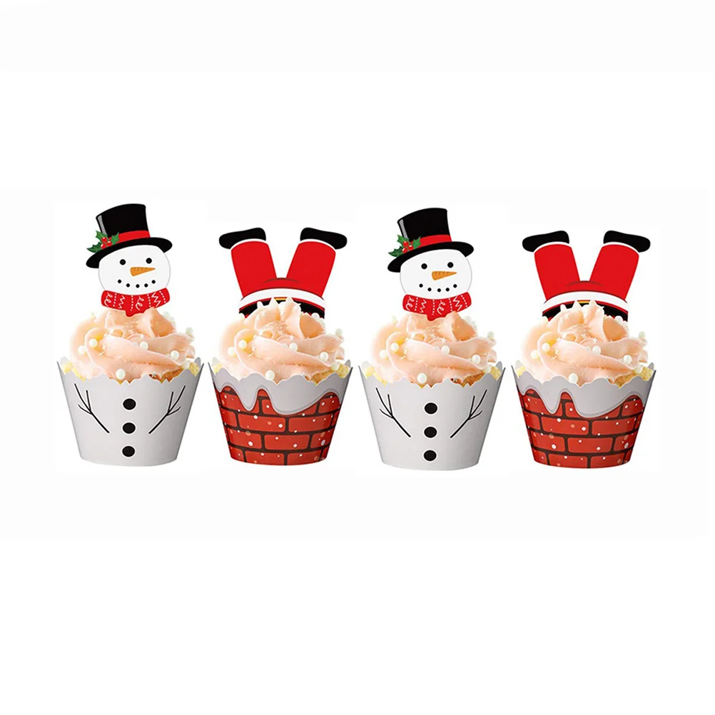 

Christmas Cake Cupcake Toppers Wrappers Decorations Mini Picks Wrapper Paper Liners Topper Party Cups Birthday Supplies