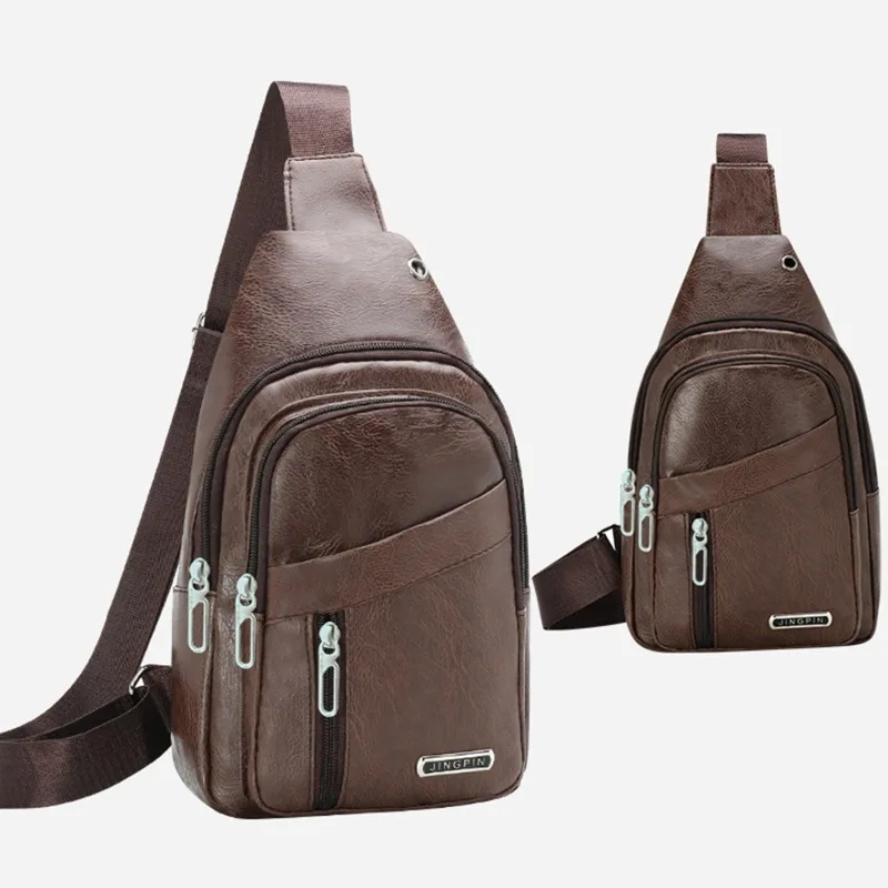 Мужская нагрудная сумка через плечо прочная из искусственной кожи модная новая