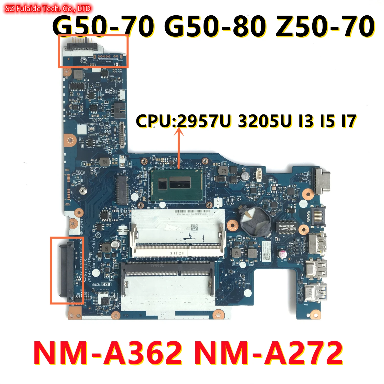 ACLU3/ACLU4 UMA NM-A362 NM-A272 Mainboard For Lenovo G50-70 G50-80 Laptop Motherboard With 2957U 3205U I3 I5 I7 4th Gen CPU