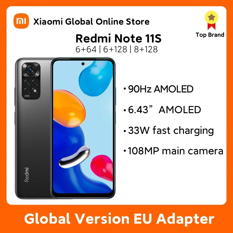 

Xiaomi Redmi Note 11S 8GB 128GB Global Version Smartphone Helio G96 Octa Core 33W Pro Fast Charging 5000mAh 108MP Quad Camera