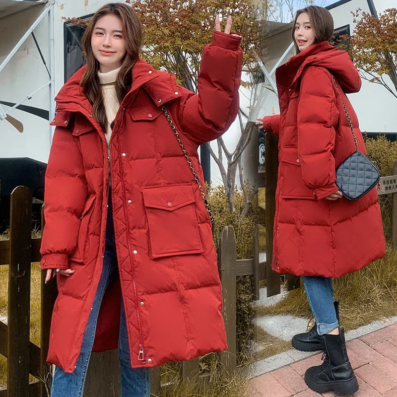Hooded Down Coats Jacket Winter Plus Women Korean Long Lightweight Thermal Warm Windproof Fluffy Soft Jackets Coat Snow Clothes